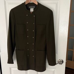 Herman Geist Vintage Olive Green military style wool Blazer Sz 8